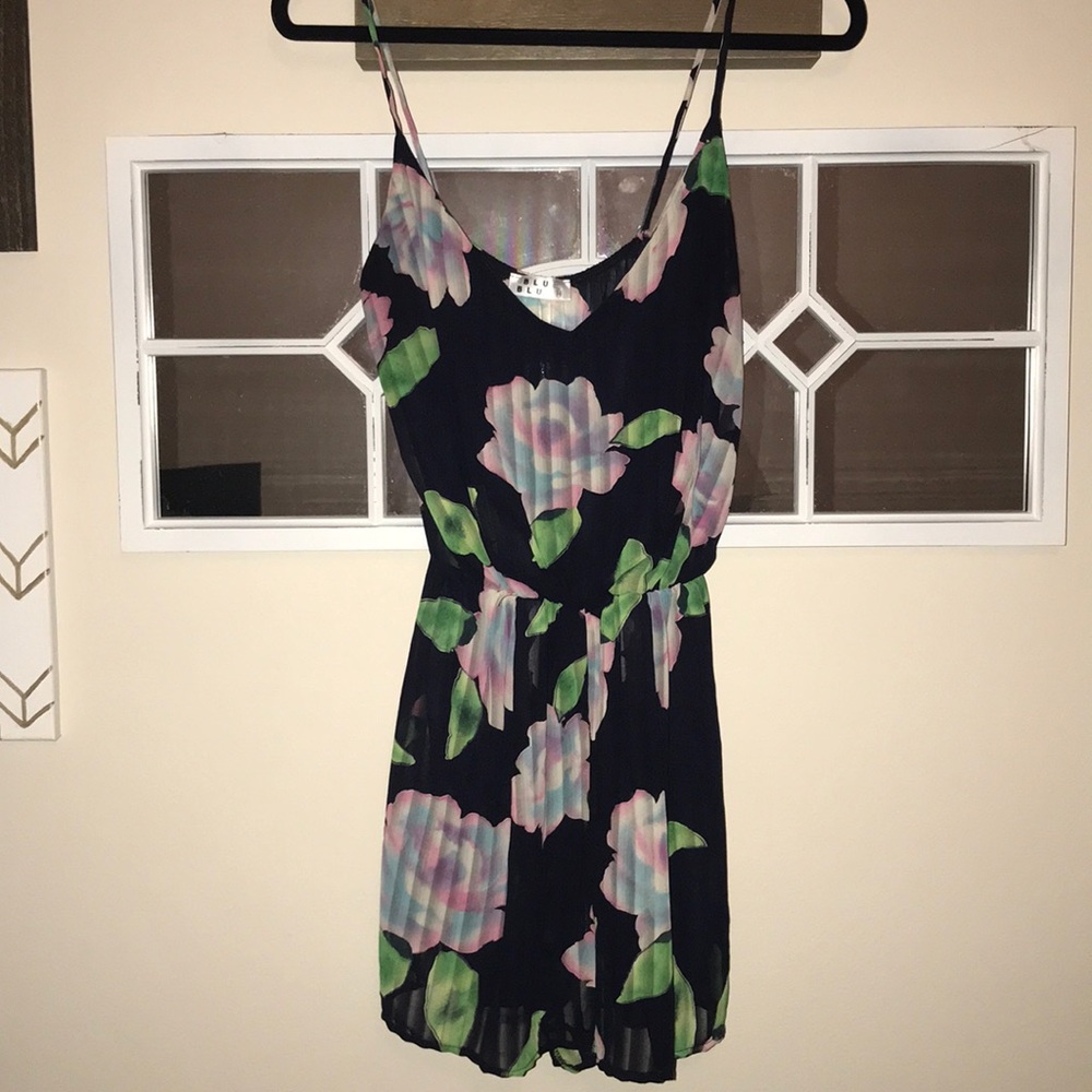 Navy and floral romper